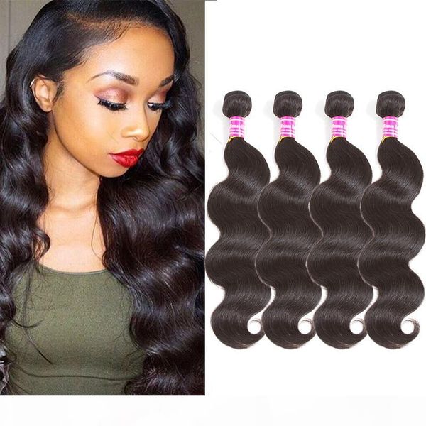 

virgin human hair brazilian body wave human hair 4 bundles unprocessed peruvian malaysian indan human extensions soft hair weaves wholesale, Black