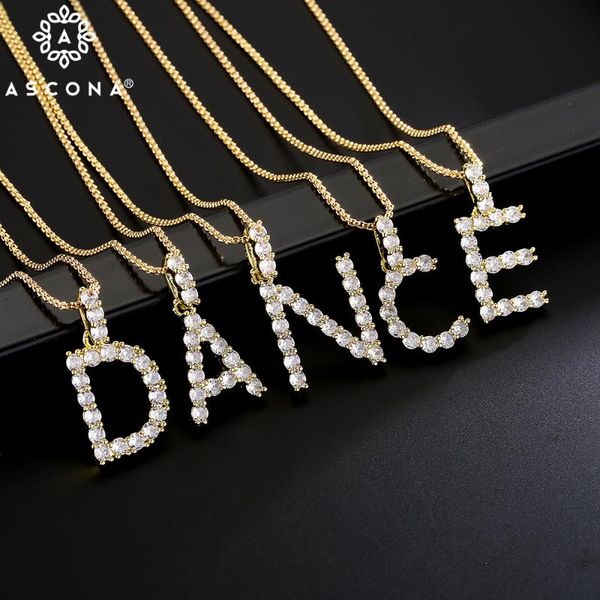 

pendant necklaces ascona luxury gold color a-z 26 letters necklace cz for women cute initials name fashion party wedding jewelry, Silver