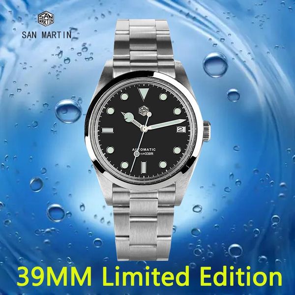 

wristwatches san martin explorer 39mm watch homage limited edition sn020 nh35 movement date window automatic mechanical luxury man, Slivery;brown