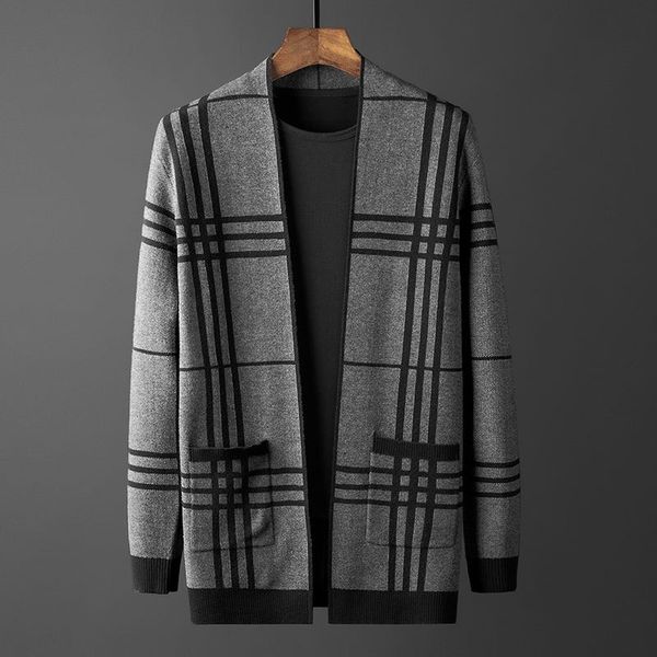 

knitted cardigan loose trend men's sweater autumn winter thin coat, Black