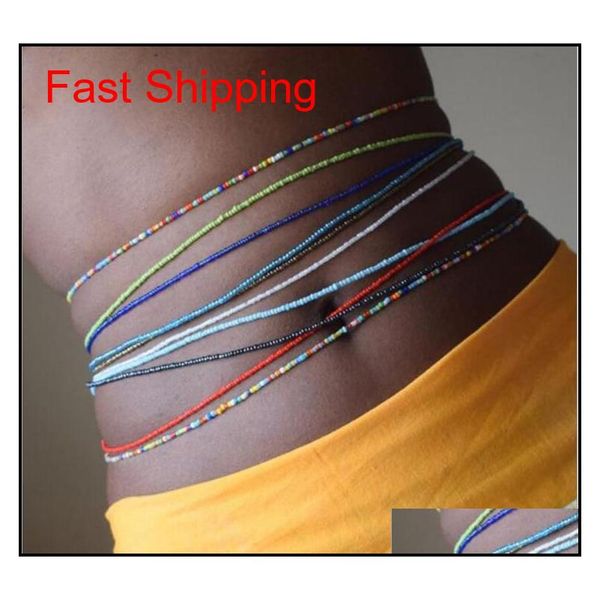 

other fashion accessories wholesale color matching simple single-layer handmade beaded body chain wild hit color beads elastic waist ch qylc, Silver