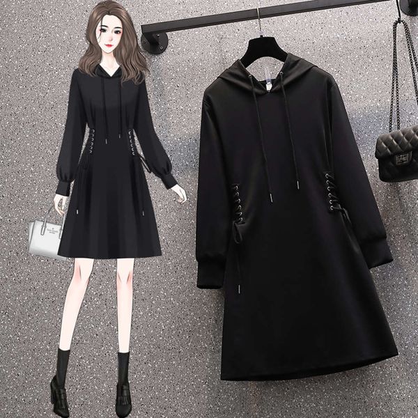 

big size women's new western style age reducing fat sister's dress for covering meat and showing thin in early spring of 2021, Black;gray