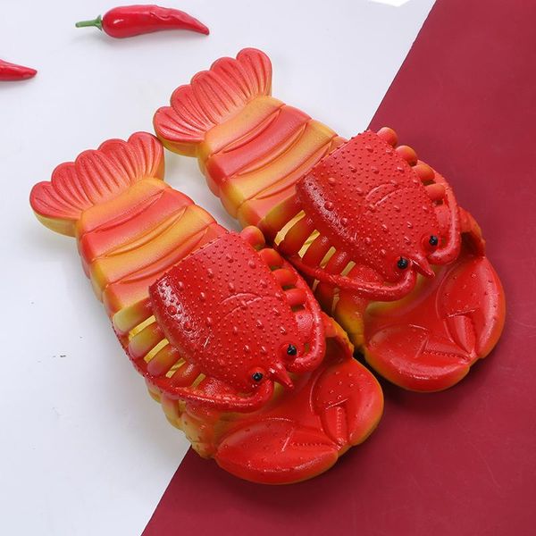 

summer women plus siez slippers cartoon lobster casual cute slides fashion outside female flats shoes, Black