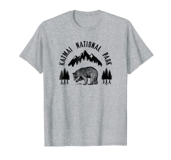 

katmai national park bear t-shirt, preserve mountain apparel, White;black