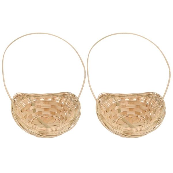 

2pcs handheld fruit basket bamboo storage basket (light brown)