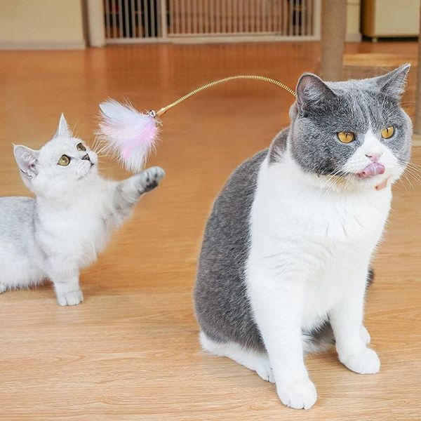 

cat toys hands interactive pet supplies silicone feather kitten teaser for indoor cats soft collar funny stick lazy people