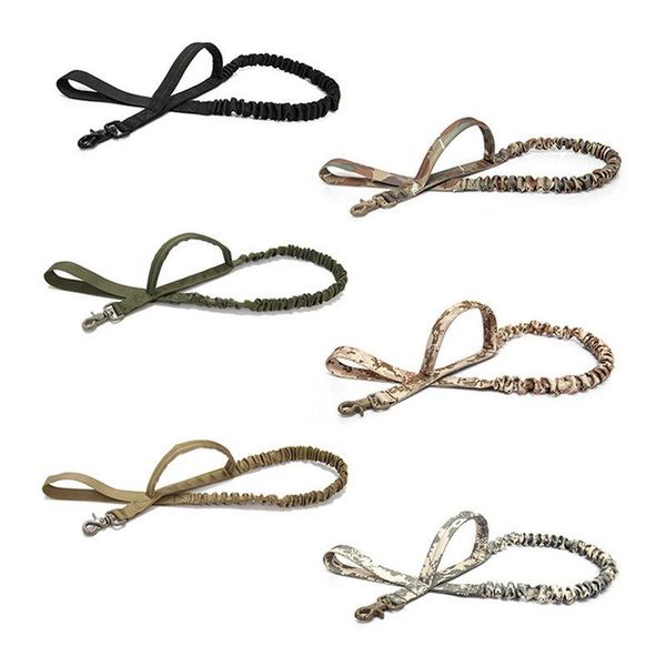 

dog collars & leashes tactical leash waterproof quick release adjustable 2 handle 1000d elastic leads rope training