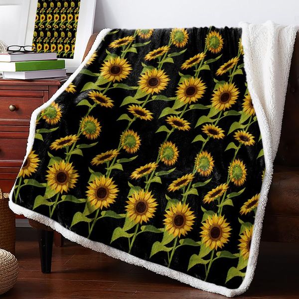 

blankets sunflower texture black retro throw blanket soft fleece winter portable picnic bedclothes