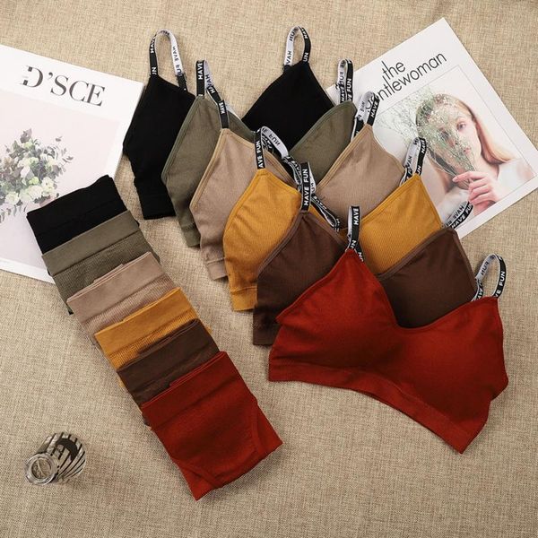 

women knitted letter straps bra sets seamless breathable panties push up bras set, Red;black