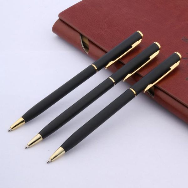 

ballpoint pens luxury quality matte black metal classical golden student pen men signature ink stationery office supplies, Blue;orange