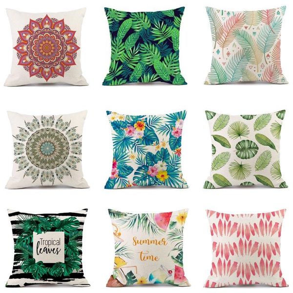 

cushion/decorative pillow green plant flowers cotton and linen pillowcase cushion printing decorative car 45*45cm