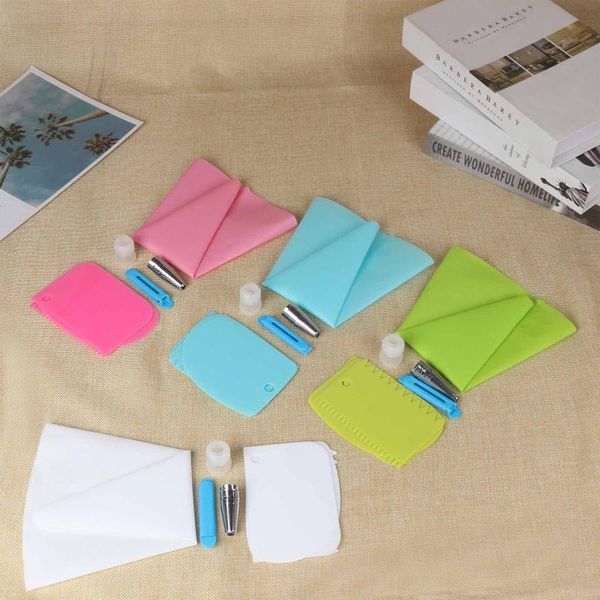 

baking & pastry tools 14pcs/set silicone bag fondant diy tool stainless steel nozzle set converter scraper icing piping cream