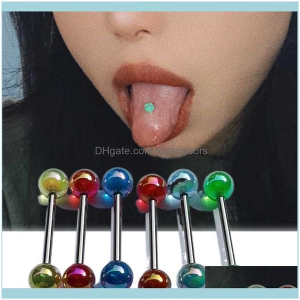 Tattoos Body Art Gesundheit Beautybody Arts Edelstahl Antiallergie Candy Color Ring Perforation Zunge Nagelpunktion Acrylkugel Cool B