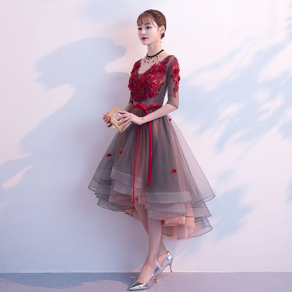 

new 2021 flower bridesmaid dresses burgundy color v-neck elegant pear party bride dress prom, Black