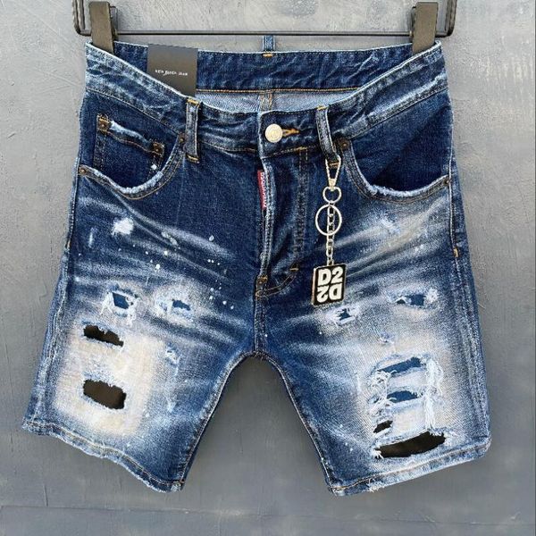 

men's jeans summer short fashion casual slim denim shorts clothing, Blue