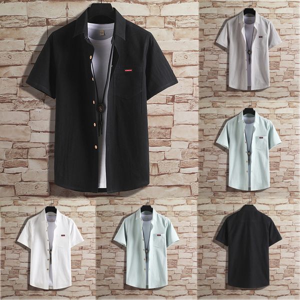 

2021 new men fashion business leisure short mouwen rooster print blouse -3xl male shirt camisa masculina, White;black