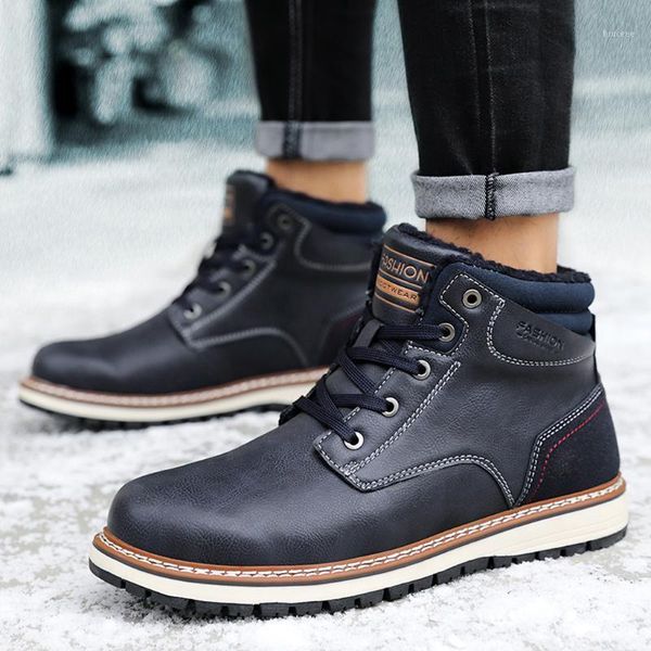 

boots shoes men genuine pu winter and autumn fashion outdoor british style snow wild plus velvet warm cotton1, Black