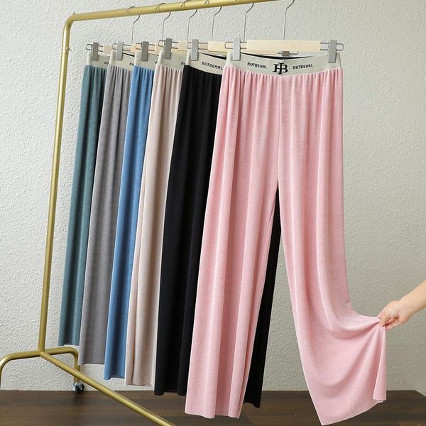 

women's leggings viscose breathable drape shiver pants womens summer thin section loose-fit high-waisted slimming loose long floor /40, Black