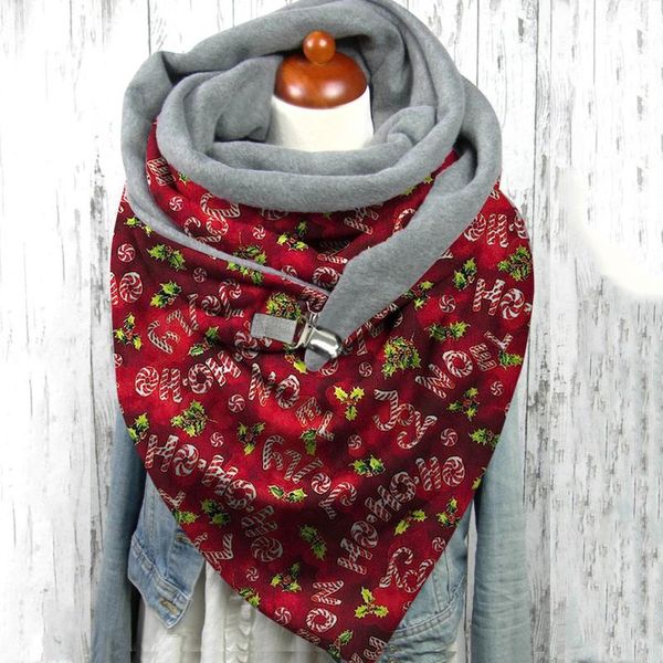 

scarves elegant womens with button christmas winter warm printed scarf keep warming cotton soft shawls bufanda a40, Blue;gray