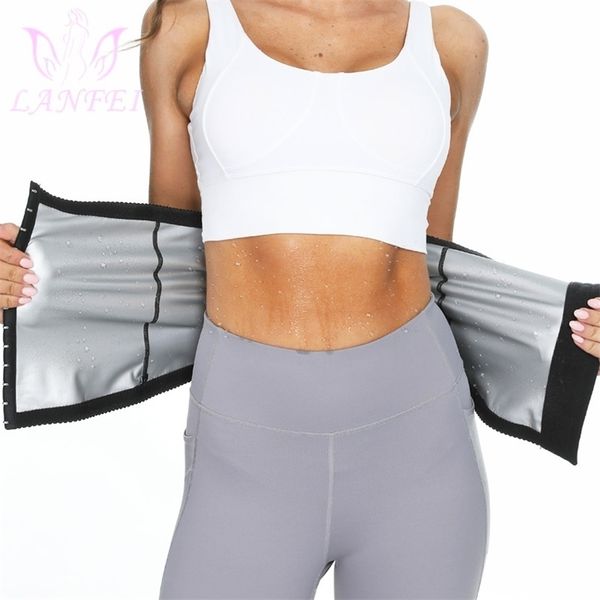 

lanfei women waist trainer girdle femme body shaper sauna sweat slimming hooks corset belt workout belly fitness fajas shapewear 211220, Black;white