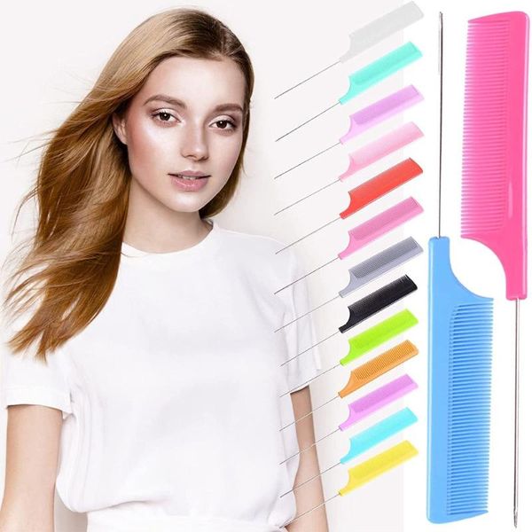

electric hair brushes 3pcs rat tail comb steel pin carbon fiber heat resistant teasing combs parting