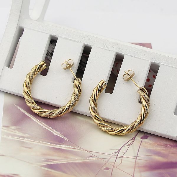 

new jewelry stainless steel serpentine twisted wire c-shaped earrings for womens favorite party love gifts wholesale, Silver