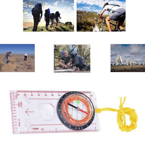 

1 pcs hiking special compass baseplate ruler map scale compass outdoor camping directional cross-country race