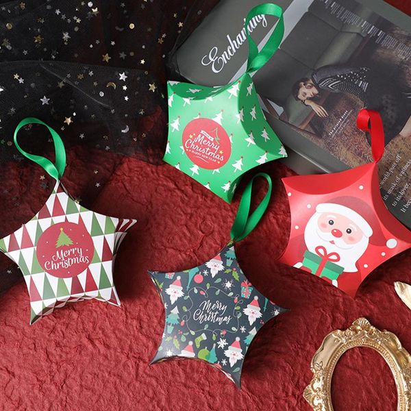 

gift wrap 10pcs christmas santa claus candy box star shape merry boxes for kids birthday chrismtas cookie packging bag