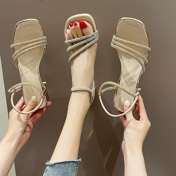 

sandals beige heeled female shoe 2021 women's med black girls rhinestone comfort block summer medium low clear solid scandal