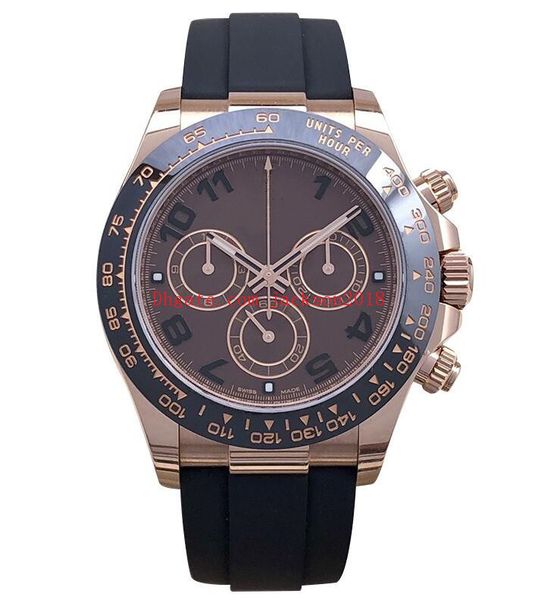 

luxury men's watches 40mm 116515 116518 116519 steel bezel white dial automatic mechanical black rubber strap wristwatches, Slivery;brown