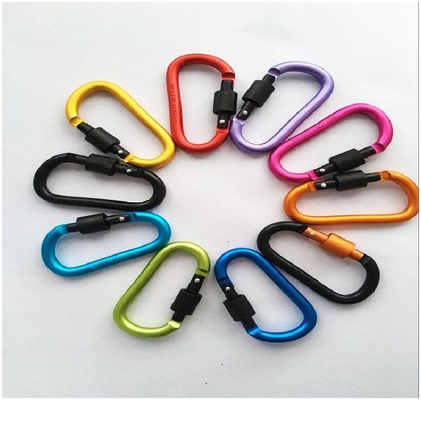 

8cm aluminum carabiner d-ring key chain clip camping keyring snap hook outdoor travel kit 8cm jllmit