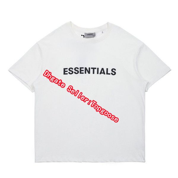 

20ss ins spring summer hip hop fear of god front essentials 3d silicon tee skateboard tshirt fog men women short sleeve casual t-shirt, White;black