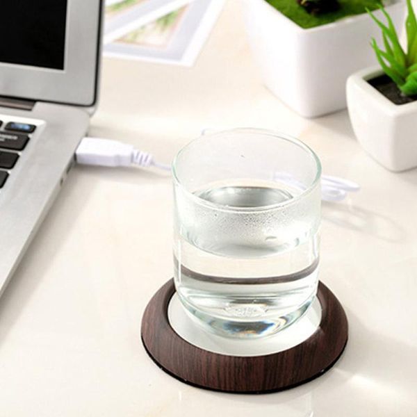 

mats & pads protable usb warmer heat cup mat wood grain water warm heater mugs kitchen heat-resistant electric insulation beverage