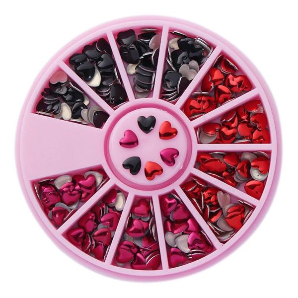 

1 box mixed color 3d nail art decorations love heart rivet studs manicure diy nails tips decor in wheel hjl2021, Silver;gold