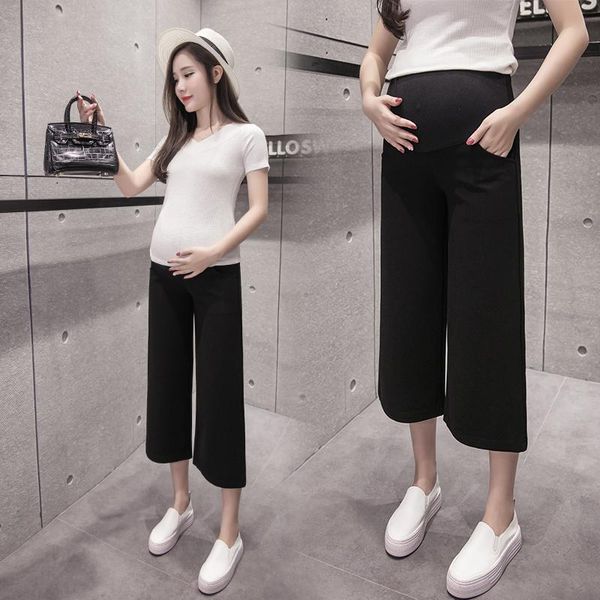 

maternity bottoms pregnant women pants spring wide-leg stretch baggy, White
