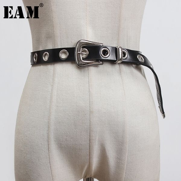 

eam] pu leather black hollow out metal buckle long belt personality women new fashion tide all-match spring 1t680 t200427, Black;brown