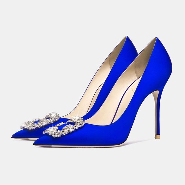 

dress shoes 2021 spring/autum star style green blue soft fashion pointed high diamond button slingbacks heels wedding bride w5xn, Black