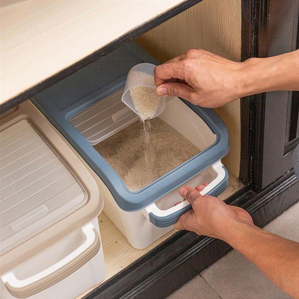 

10kg rice storage box large capacity grain cereal dispenser sealed organizer container portable organizer kitchen tools