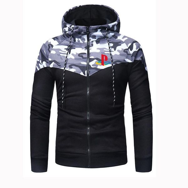 

men's hoodies & sweatshirts spring autumn playstation print harajuku pullover fleece cotton comfortable streetwear camouflage, Black