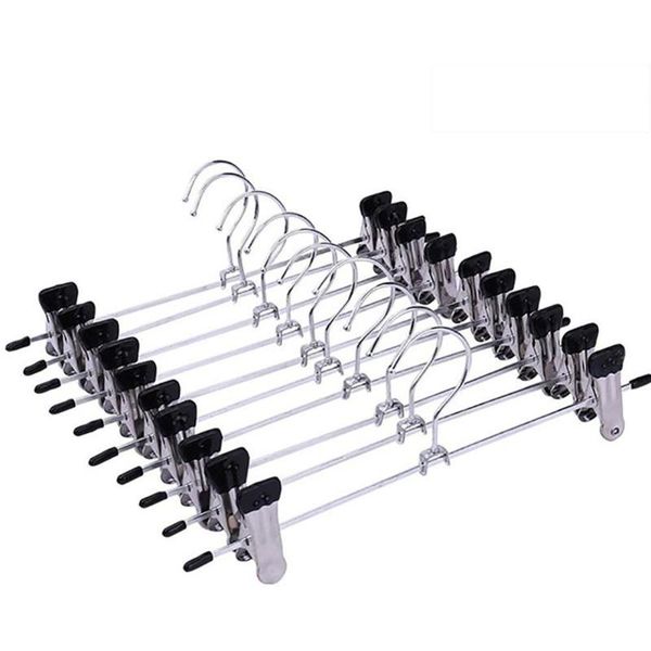 

hangers & racks 10pcs stainless steel trousers rack clip metal anti-slip clothespin wardrobe pants clamp clothes hanger for balcony bathroom