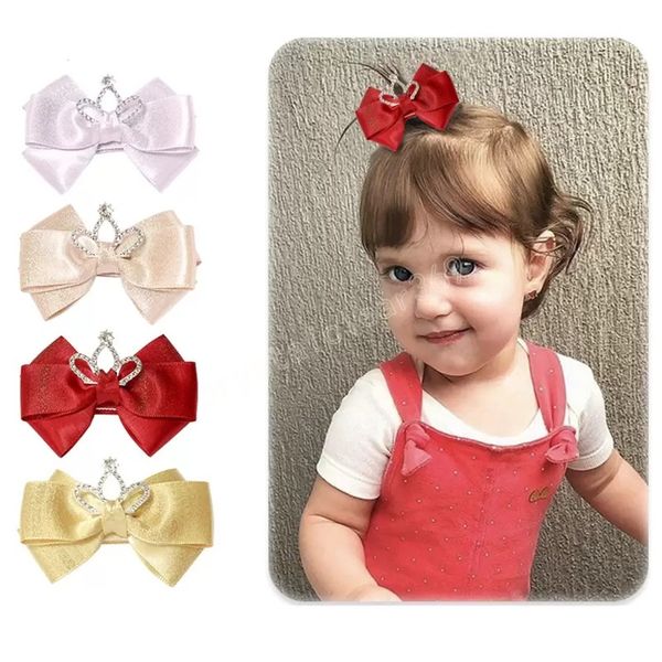 

3.2 inch party baby kids girls barrettes crown designer quality cute princess hairclippers hair accessories hairpins, Slivery;white