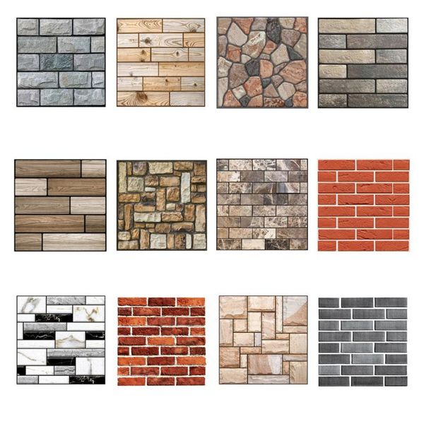 

window stickers 3d brick stone rustic effect self-adhesive wall sticker home decor red wallpaper living room papers