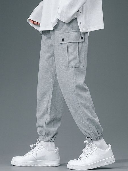 

men flap pocket side sweatpants v2x5#, Black