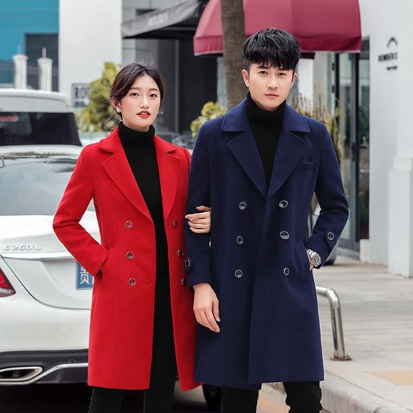

women's wool & blends high-end show thin clothing woolen cloth coat female thickening property sales tooling work clothes in winter, Black