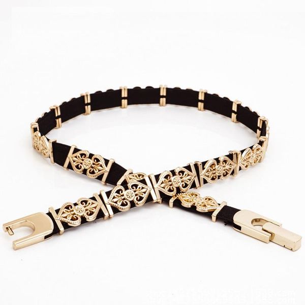 

belts elastic metal leaf buckle 2021 elegant lady fashion accessories for women dress bl347, Black;brown