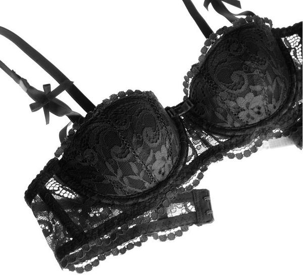 

bras sets 2021 style lace bra briefs set push up half cup ultra -thin ladies women underwear lingerie, Red;black