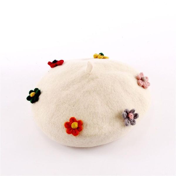 

beanies 2021 parent child autumn winter wool flower beret hat sboy cap pumpkin