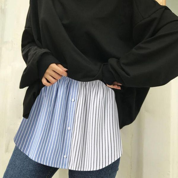 

skirts adjustable layering fake mini skirt shirt extender fashion half extended women accessories button, Black