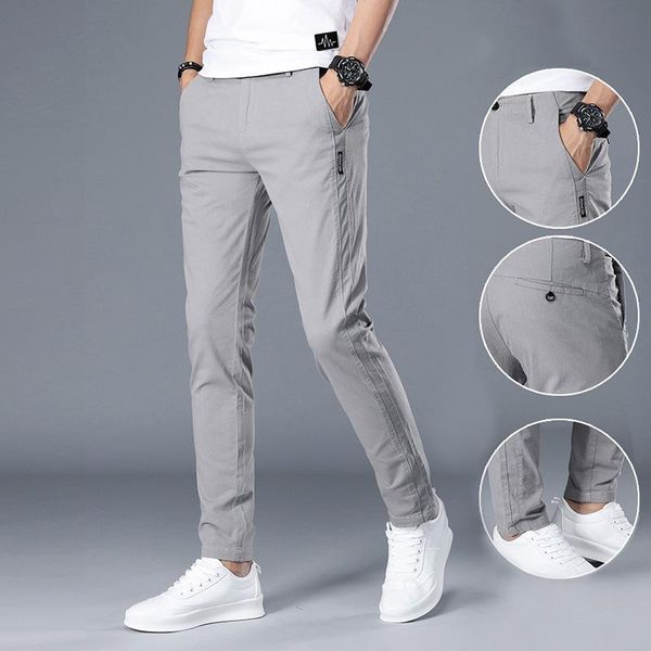 

men's pants spring and summer fashion trend handsome elastic casual thin slim, Black