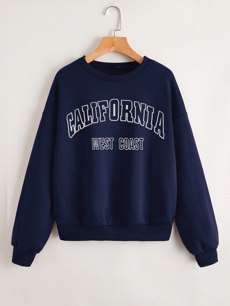 

drop shoulder letter graphic thermal pullover j83j#, White;black